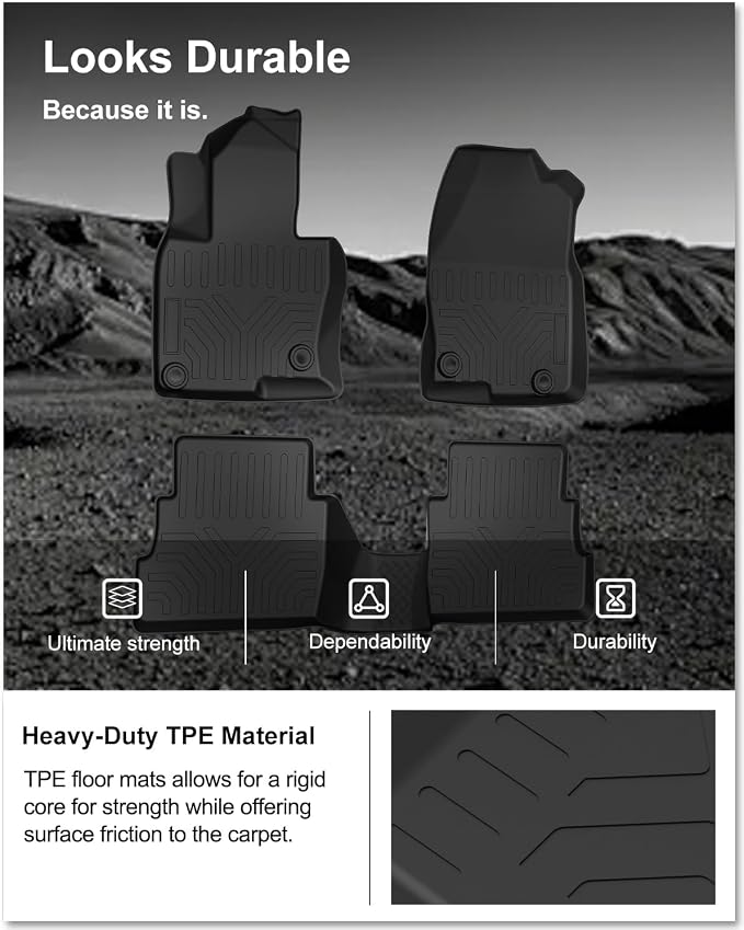 Kiwi Master Floor Mats for 2017-2025 Mazda CX-5 | Custom Fit All Weather Car Mats, Heavy Duty TPE Floor Liners, Front & Rear 2 Row Set, Black