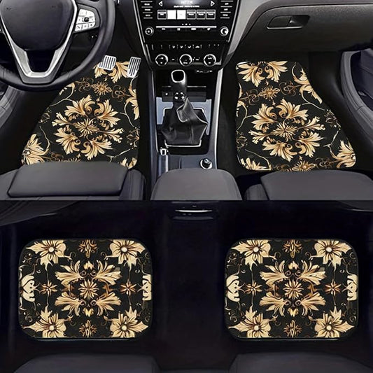 Car Floor Mats Non-Slip Automotive Floor Mats All-Weather Front Rear Car Floor Foot Mat Sets of 4 Pieces Foot Mats Rugs Carpet for Car Trucks SUV Sedans (TengWan 03)