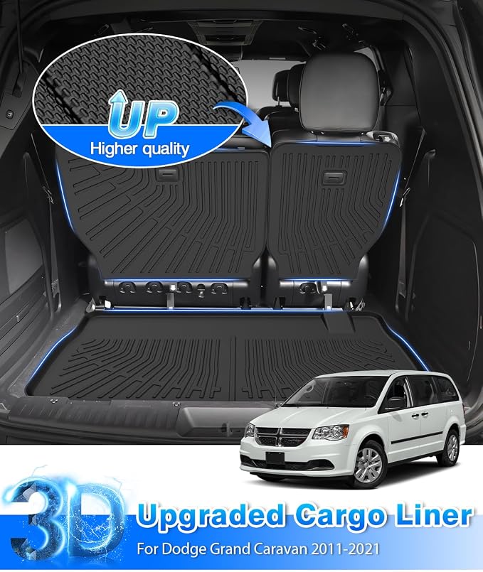 Cartist Floor Mats and Cargo Liner Fit for Dodge Grand Caravan 7 Seats 2011-2018 2019 2020 2021 All Weather Floor Mat Grand Caravan Accessories Heavy Duty Carpet Protection