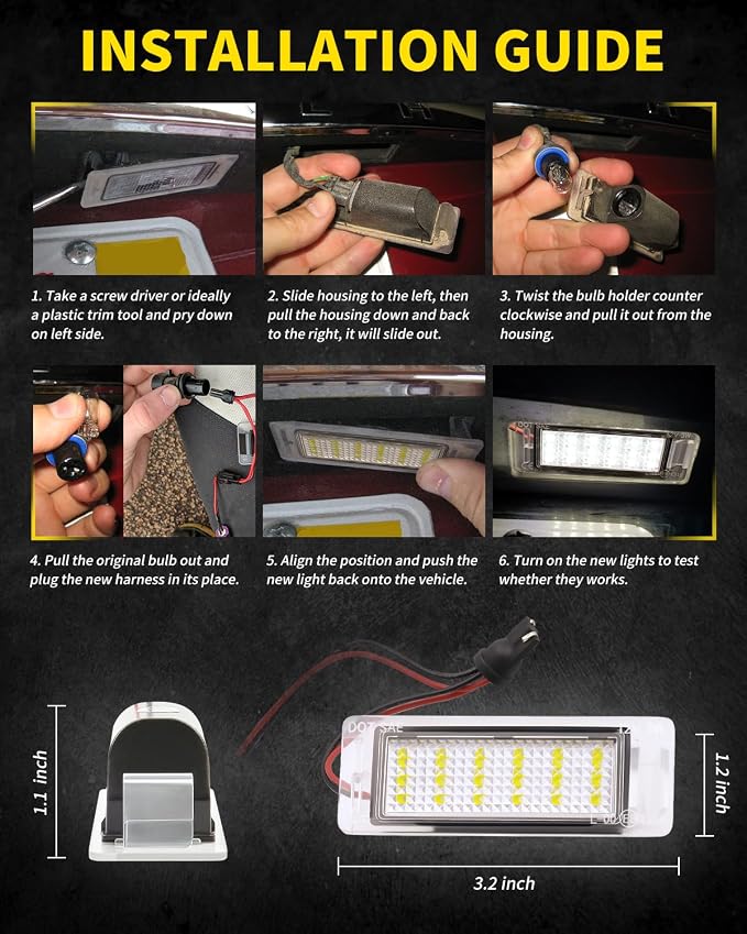LED License Plate Lights Bright White Tag Lamp Replacement Compatible with Chevy 14-19 Corvette, 14-17 SS, 10-17 Equinox, 10-15 Buick Allure, 10-18 GMC Terrain, Pack of 2