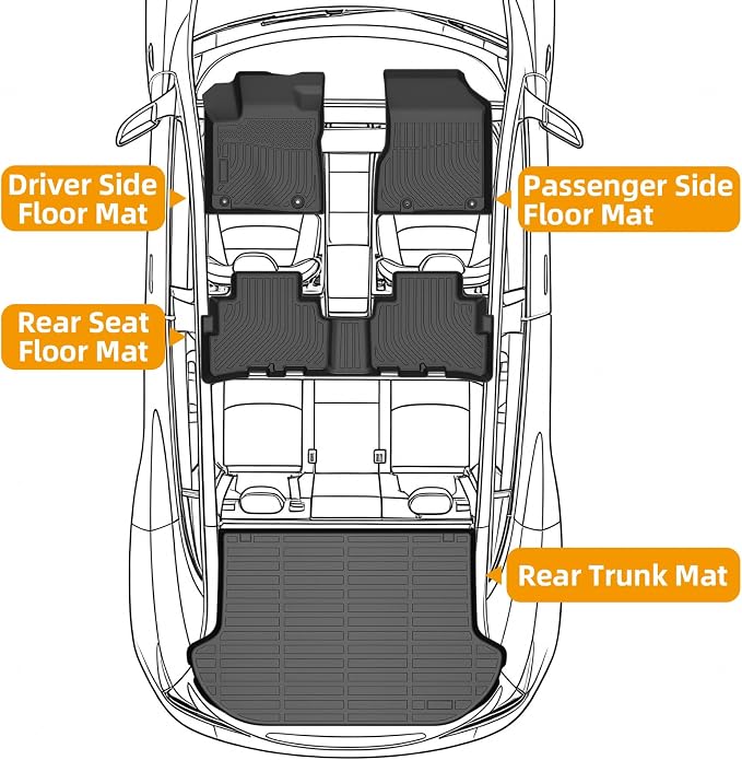 Floor Mats for Nissan Murano 2024 2023 2022 2021 2020 2019 2018 2017.5 | Murano S|SL| SV| Platinum| Midnight Edition Floor Mats,TPE Non-Slip Waterproof Summer Winter, Front & Rear Row & Cargo Mats