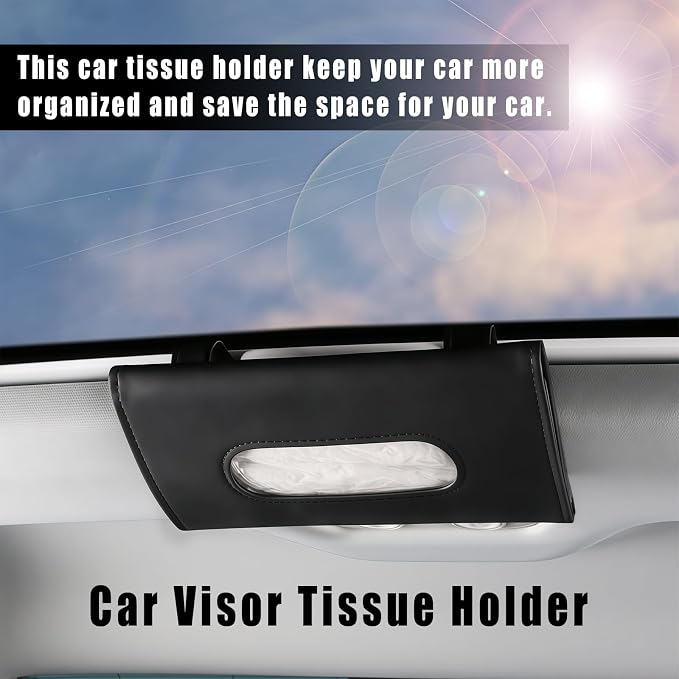 Car Visor Tissue Holder, Sun Visor Napkin Holder for Car, Easy Installation, Universal Accessories Interior Vehicle Tissue Box Suitable for SUVs, Trucks (Black)