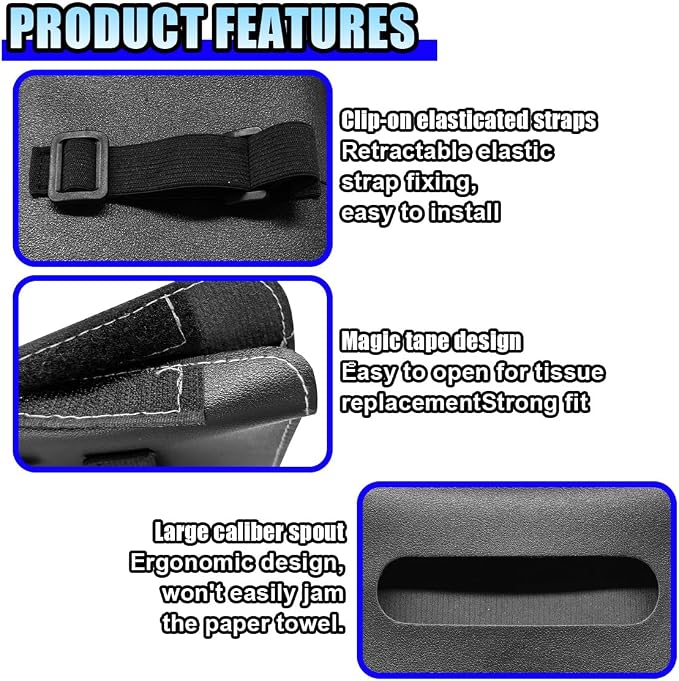 Car Visor Tissue Holder - Leather Tissue Box Holders Car Mask Dispenser - Hanging Car Napkin Holder Auto Tissues Dispenser - Rectangular Mask Holders Sun Visor Accessory for Vehicles (Black)