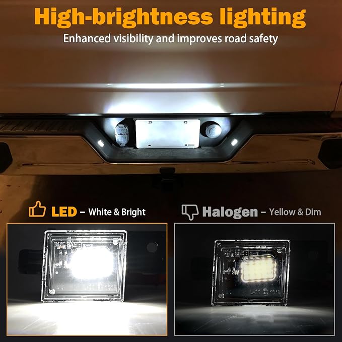 KanSmart LED License Plate Light for Chevy Silverado GMC Sierra 2014-2023 | OE 23251664 23251665, 6000K white, IP65 waterproof, Colorado Canyon pickup tag lamp assembly, 1500 2500HD 3500HD, plug play