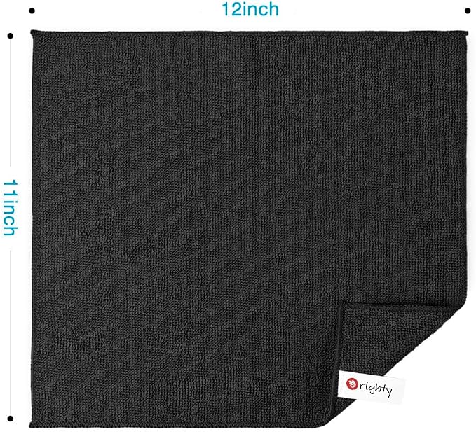 Orighty Microfiber Cleaning Cloth, Cleaning Rags, 24 Pack, 12x11 in, Black | Microfiber Towels for Cars, Soft Highly Absorbent Rag, Lint Free Cloths for Car Care, House, Kitchen