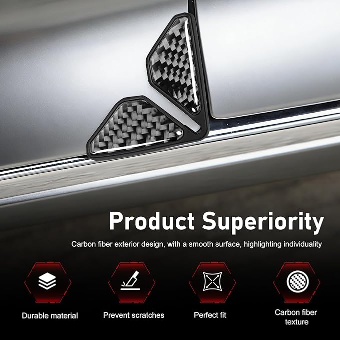 2 PCS Car Door Corner Edge Guards, Thickened PVC Anti-collision Door Corner Protector, Carbon Fiber Sporty Style Decorative Cover, Self-adhesive Exterior Accessory for Cars (Black)
