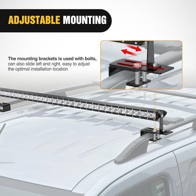Nilight LED Light Bar Bracket Non-Slip Light Clip Mounting Brackets for SUV, Off-Road, Vehicles with Luggage Racks Black