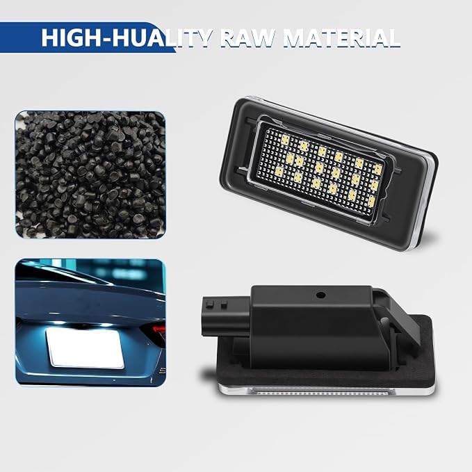 2PCS LED License Plate Lights Rear Number Lamps Fit Altima Sentra Versa Rogue 26510-8990E Xenon White Rear Tag Light Kit Assembly 2Pcs