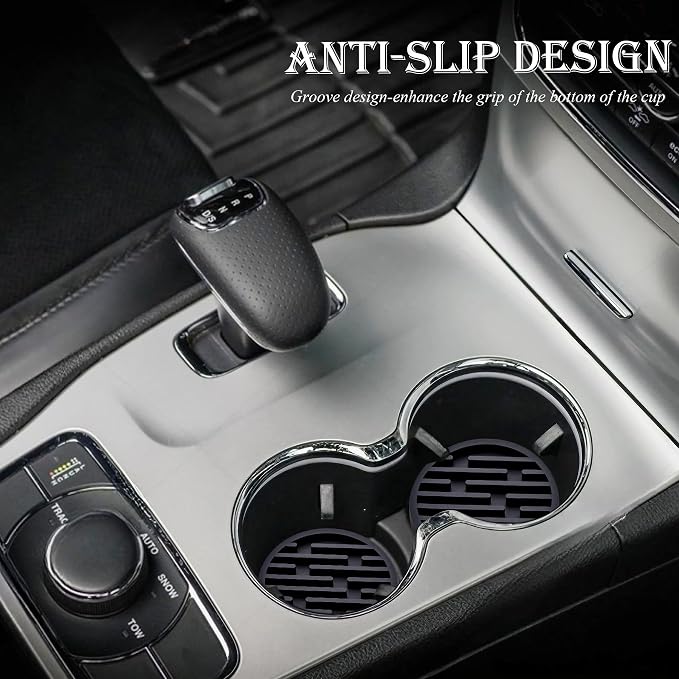 2 Pack Silicone Car Cup Holder Coaster – 2.75 Inch Anti-Slip Drink Coaster, Perfect for Coffee & Beverages – Cute Car Interior Decor for Women & Girls (Black)