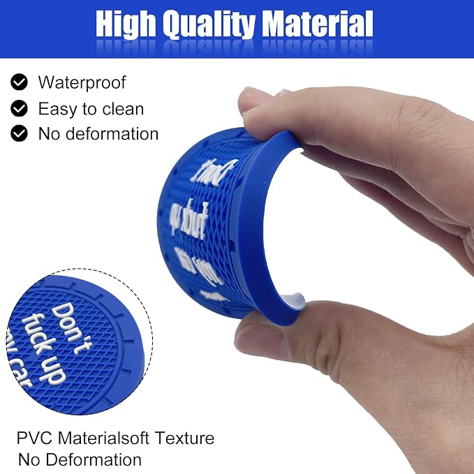 Car Cup Holder Coaster, Car Non-Slip Cup Holder Embedded Decorative Funny Coaster - Don't Fuck up My Car Please, Suitable for Most Car Interior Accessories for Women Men (Blue)