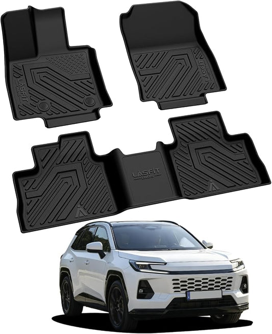 LASFIT Floor Mats for Toyota RAV4 2026 PHEV Plug-in Hybrid TPE All Weather | Not Fit Hybrid Custom Fit Floor Liner 1st & 2nd Row Car Automotive Accessories Black