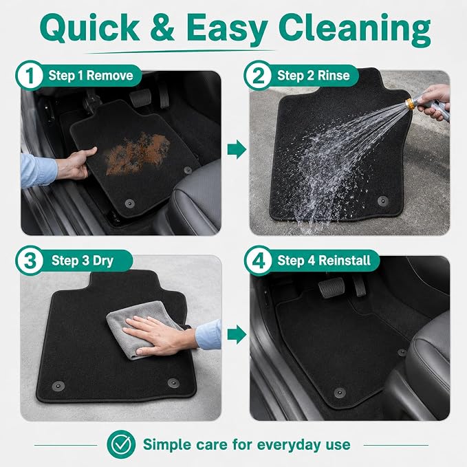 GXARTS Car Waterproof Floor Mats Carpet Full Set Compatible with Volkswagen Golf/Golf R 2015 2016 2017 2018 2019 | All-Weather Protect, Non-Slip Backing ，Custom Fit Automobile Floor Liner