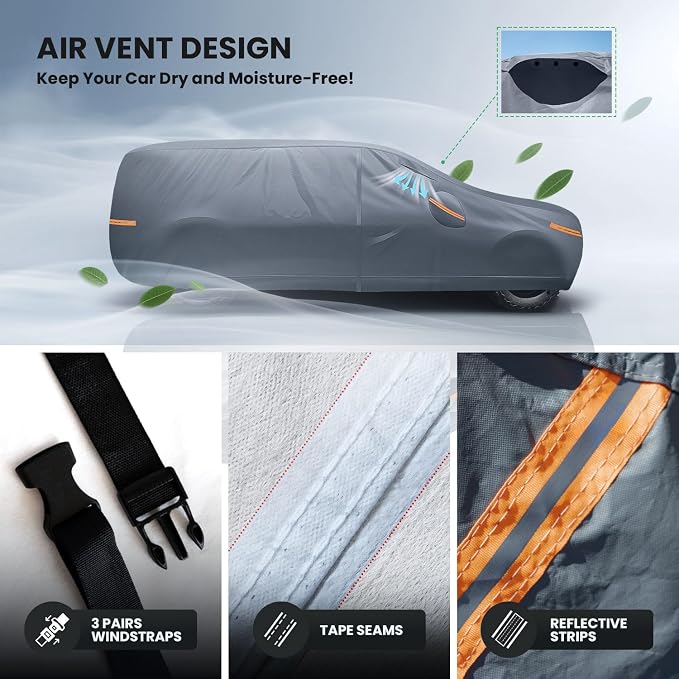 Waterproof HR-V(2016-2026) Car Cover with Breathable Vents, [Upgrade] Premium Covers with Cotton Liner and Zipper Door,Sun Rain Snow Dust Uv Protection.(Gift with Towel Storage Bag)