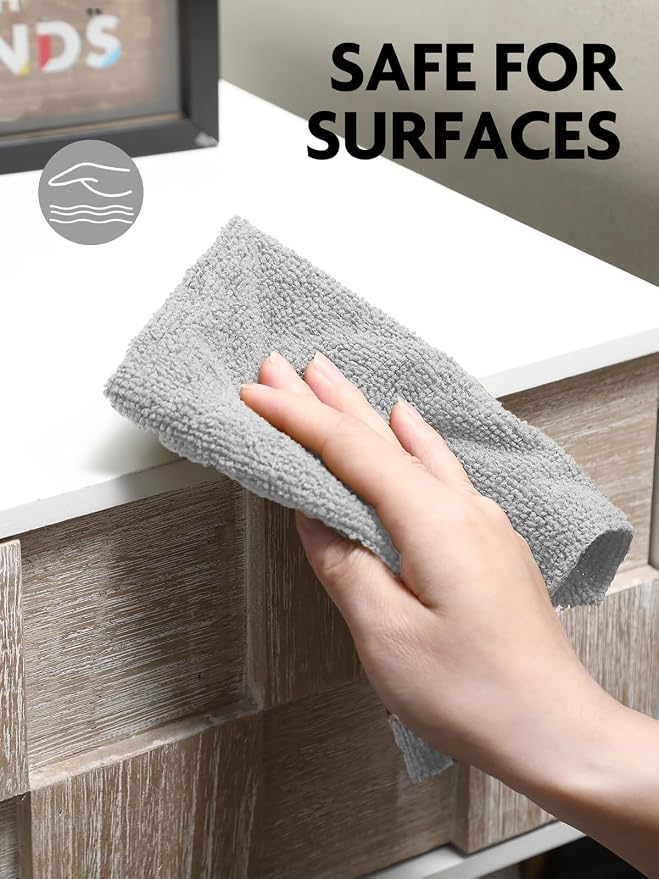 Fantasticlean Microfiber Cleaning Cloth Roll- 75 Sheets, 12" x 12" (Grey) | Super Absorbent, Lint-free, Tear-away Microfiber Towel Roll, for All-Purpose Cleaning, Reusable Alternative to Paper Towels