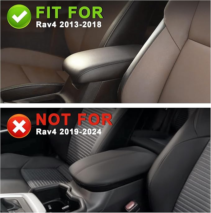 Muslogy Center Console Armrest Cover Fit for Toyota RAV4 2013-2018 Accessories, Comfort Armrest Pad Console Lid Cushion Vegan Leather 1-Inch Extra Thick