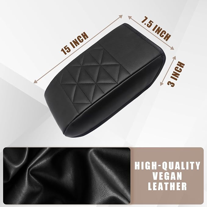 Muslogy Center Console Armrest Cover Fit for Honda Accord 2026 2025 2024 2023 Accessories, Comfort Armrest Pad Console Lid Cushion Vegan Leather Regular Thick (V2 Black)