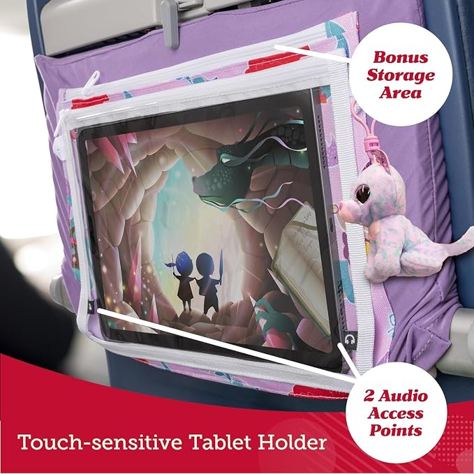 Lusso Gear Airplane Tray Table Cover - Organize Kids Travel Essentials - Pockets for Airplane Toys for Toddlers 1-3 - Foldable Tablet Stand for Travel Toddler Essentials (Mermaids) | with Pockets