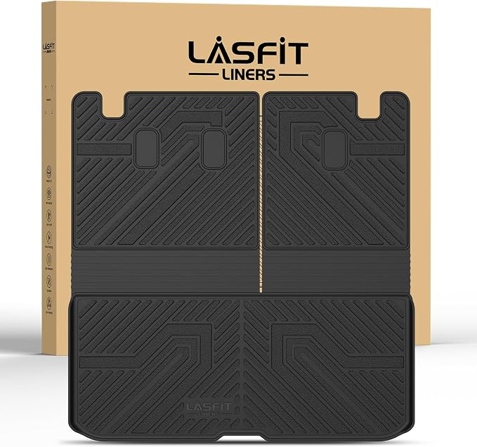 LASFIT Cargo Mat with Backrest Mat for Honda Pilot 2016-2022, Split & One-Piece Foldable Seating TPE Custom Fit Trunk Mat Cargo Liner with Seatback Mat Accessories, Black