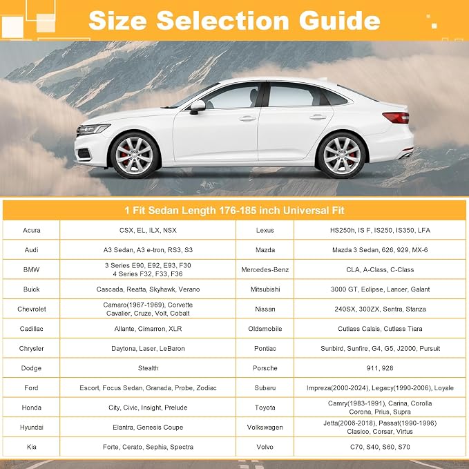 GUNHYI 16 Layers Car Cover Waterproof All Weather, Heavy Duty Full Exterior Cover Universal Fit Sedan Toyota Corolla/Prius, Honda Civic, vw Jetta, Kia Forte, Nissan Sentra, Hyundai Elantra etc.