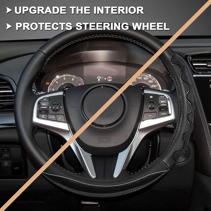 GIANT PANDA Steering Wheel Cover for Acura RDX and MDX, Car Steering Wheel Cover for Acura TLX and TL - Black