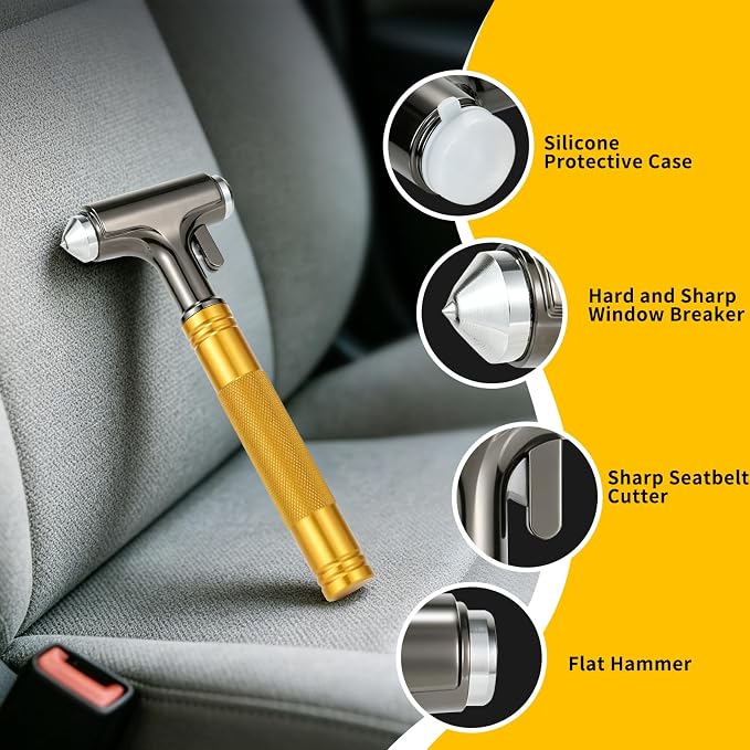 Car Safety Hammer, 3-in-1 Emergency Car Tool with Window Breaker and Seat Belt Cutter | Car Glass Breaker, Safety Tool for Car