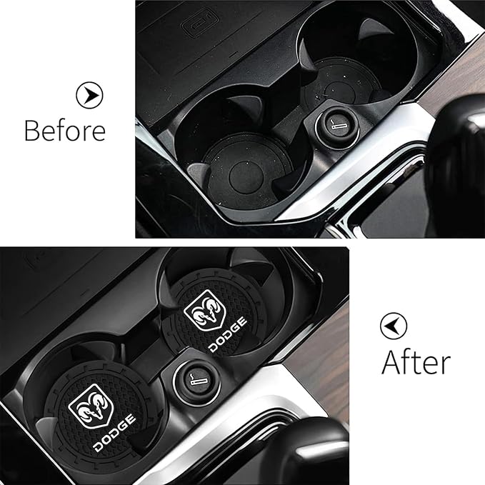 Car Cup Holder Coaster for Dodge Universal Non-Slip Cup Holder Insert Coaster Car Interior Accessories,Black 2PCS