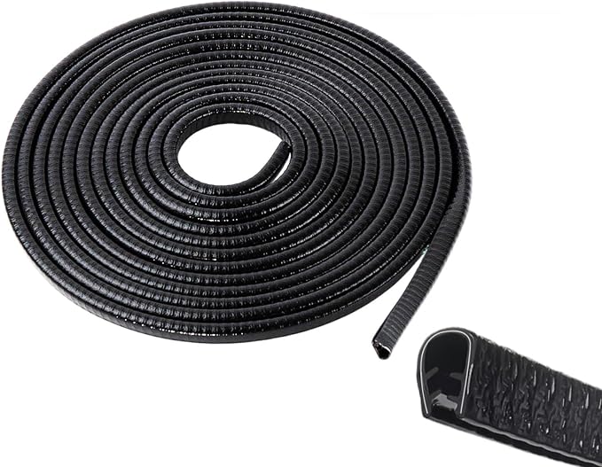 Car Door Edge Guards 10M(32.8Ft), U Shape Rubber Door Edge Protector Trim with Built-in Metal Clips, No Adhesive Needed, Easy to Cut, Universal Fit for Most Cars Trucks SUVs (Black)