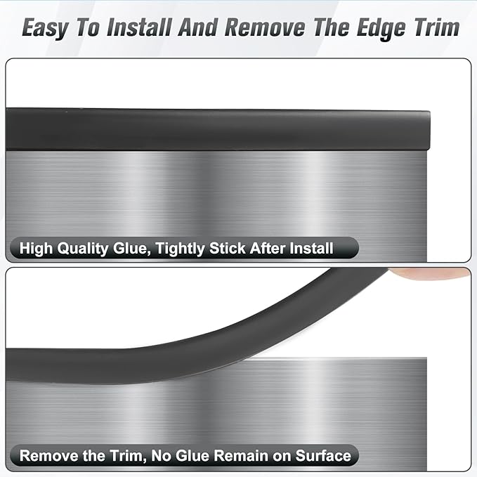 Rubber Edge Trim, 3/16" (5mm) Rubber Edge Guard, Flexible Self Adhesive U Channel Edge Protector for Glass, Mirror, Plywood, Steel Panel Sharp Edges, Peel and Stick Plastic Trim, Black Color, 10Ft