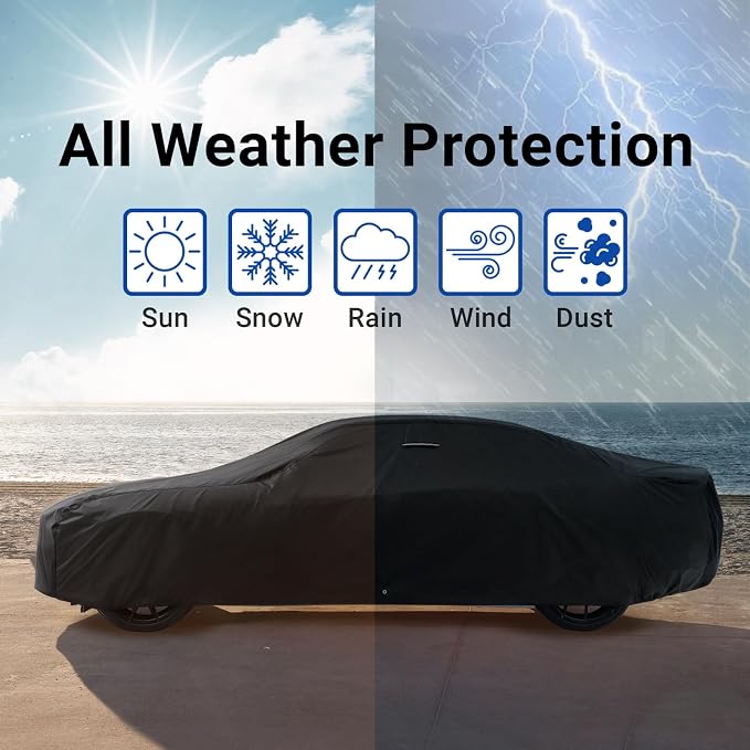iCarCover Fits [1975-1991 Porsche 930, 944] Premium Custom Car Cover Waterproof All Weather Resistant Outdoor Indoor Sun Snow Storm UV Protection Form-Fit Padded Cover with Straps - Black/Red