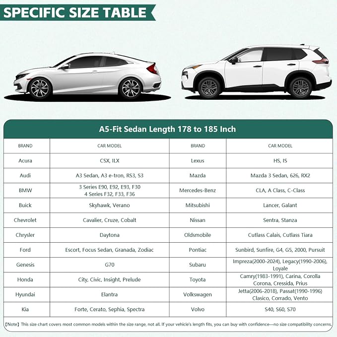 GUNHYI Car Cover Waterproof All Weather, 16-Layer Heavy Duty Full Exterior Cover with Vents, Driver Door Zipper & Towel, Summer Sun/UV/Rain Protection, Fit Sedan Toyota Corolla, Honda Civic etc.