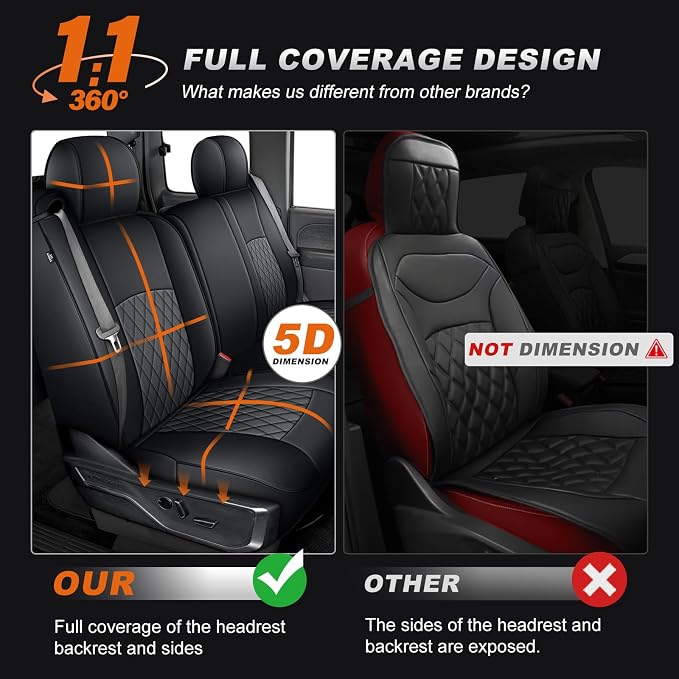 AOMSAZTO Car Seat Cover for Chevy Silverado/GMC Sierra 1500 (1999-2006) - Full Set Black Seat Covers (Black/Gray Diamond Grid)