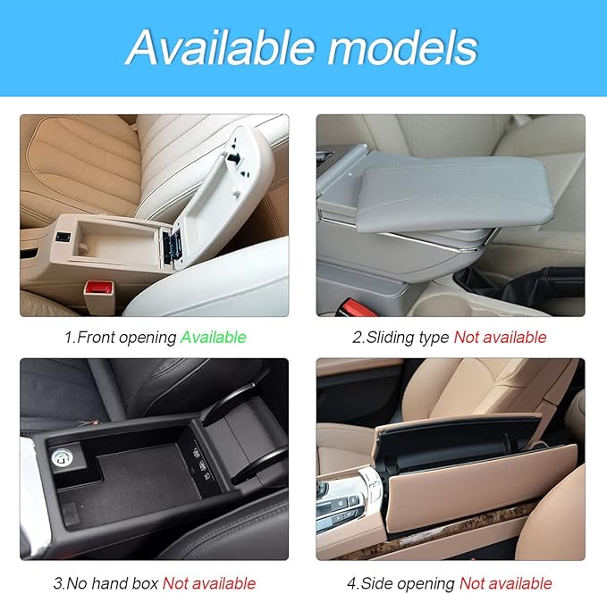 8sanlione Car Leather Center Console Cushion Pad, 11.4"x7.4" Waterproof Armrest Seat Box Cover Fit for Cars, Vehicles, SUVs, Comfort, Car Interior Protection Accessories (Black-2)