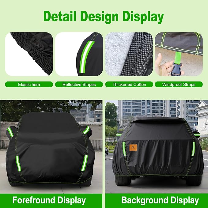 SUV Car Cover for Automobiles All Weather Waterproof Snowproof UV Protection Outdoor Universal Fit for BMW X5/X6/X7, Audi Q7 Q8, Chevrolet Volkswagen Honda Hyundai Fit Up to 206’’