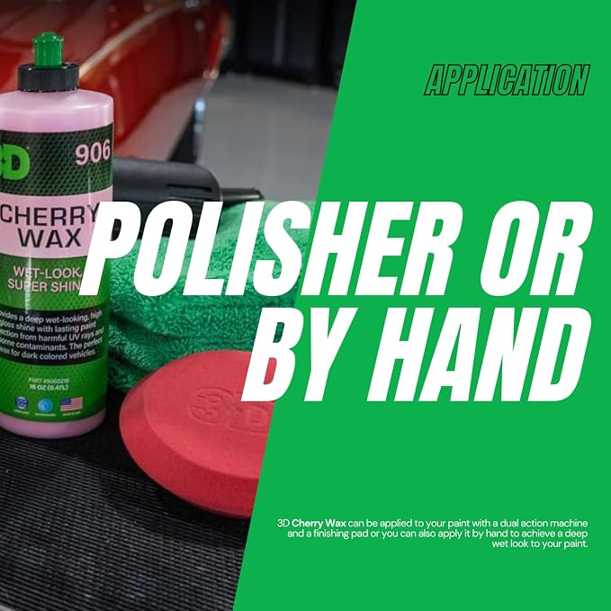 3D Cherry Wax – Liquid Carnauba Show Car Wax with Synthetic Polymers | Deep Gloss Finish | Easy Wipe-Off | Slick Shine | Fast Application | Made in USA | 1 Gallon