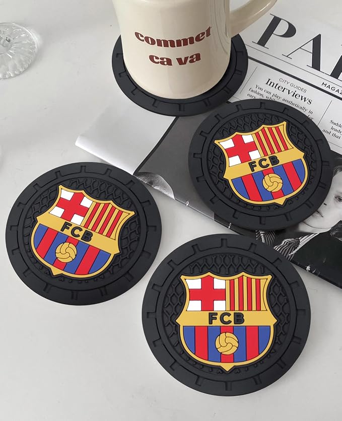 Cup Holder Insert Coaster for FC Barcelona UEFA UCL Fans,Anti Slip Car Cup Coaster Interior Accessories