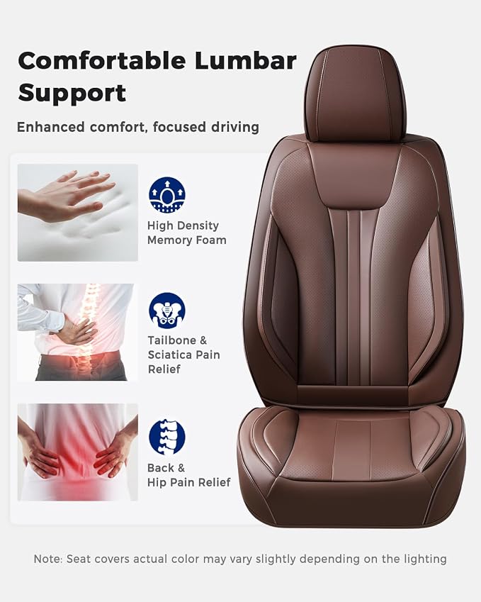 Huidasource Waterproof Faux Leather Car Seat Covers, Universal Fit for Most Cars, SUVs & Trucks, Airbag Friendly, Easy Installation, Scratch Proof for Family Travel, Coffee