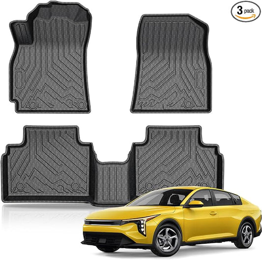 KUST Floor Mats for 2025 2026 Kia K4 Sedan, All Weather Floor Liners Front Rear 2 Row Car Mats for K4 Accessories Anti-Slip TPE Rubber Raised Edge
