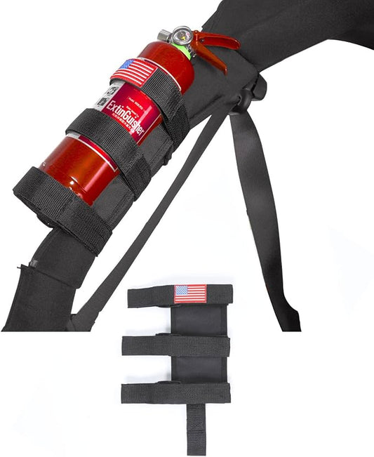 Voodonala Adjustable Roll Bar Fire Extinguisher Mount Holder 3 lb for Jeep Wrangler Unlimited CJ YJ LJ TJ JK JKU JL JLU 4XE,Black with USA Flag Pattern