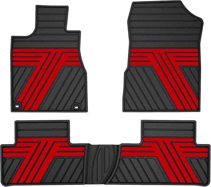 Rubber Floor Mats Fit for Honda CR-V 2012-2016 (Not Fit EX-L & Touring) | Custom Fit for CRV EX & LX & SE Heavy Duty Anti-Slip Car Mats, 1st & 2nd Row, Black & Red
