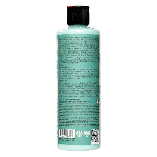 Chemical Guys, C4 Clear Cut Correction Compound for Paint Defects, 16 oz | Pro compound cuts swirls, holograms and scratches from clear coat, leaving a smooth, glossy, correction-ready finish