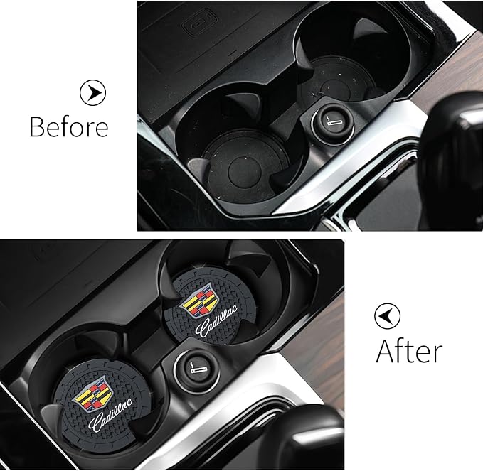 Car Cup Holder Coaster for Cadillac Recessed Silicone Cup Holder Coaster Interior Accessories 2.75in 2Pieces Black