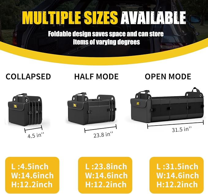 MIKKUPPA Car Trunk Organizer for SUV, 100L, Premium Material, Black | Collapsible Heavy Duty Large Car Organizer, Sturdy Trunk Storage for Car with Adjustable Straps and Non Slip Bottom