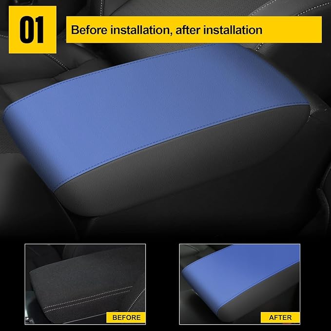 AOMSAZTO Console Covers for 2012-2015 Honda Civic Armrest Covers for Honda Civic Black with Blue Leather | Armrest Covers, Leather, Water-proof