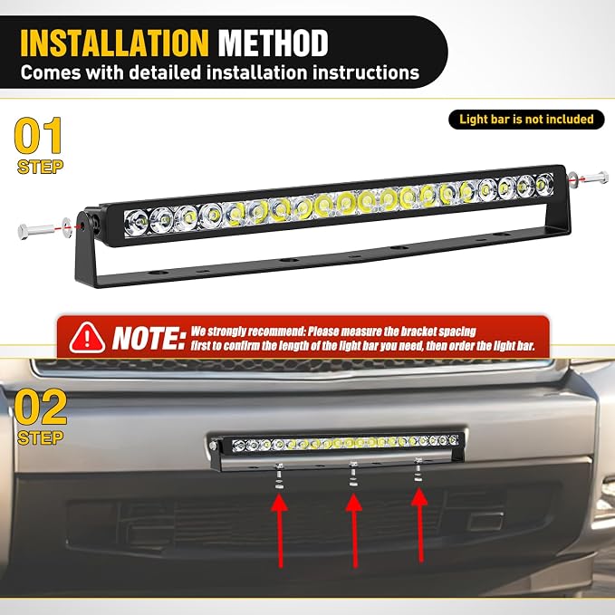 Nilight Front Lower Hidden Bumper Mounting Brackets for 22inch Single Row LED Light Bar Compatible with 2007-2013 Chevy Silverado 1500 and 2007-2010 Silverado 2500 3500 HD
