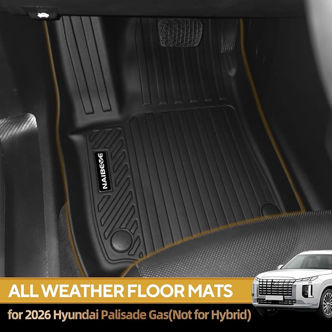 Naibeve Floor Mats for 2026 Hyundai Palisade Gas 7/8 Seats | All Weather Custom Fit Floor Mats, Cargo Mat, Backrest Mats, (Not for Hybrid) Interior Protector accessories