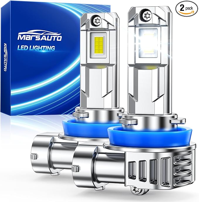 Marsauto H11 Light Bulbs, 40000LM M1L H11 LED Bulb, 80000H+ Lifespan H9 H8 Drving Light, 6500K White 900% Bright Fog Light, 1:1 Plug and Play, Pack of 2