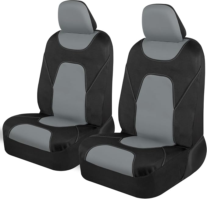 Motor Trend AquaShield Waterproof Front Seat Covers, Gray Seat Covers for Cars – Neoprene Front Car Seats Cover, SUV Seat Covers Protector - Car Interior Cover for Auto, Trucks, & Dog Owners