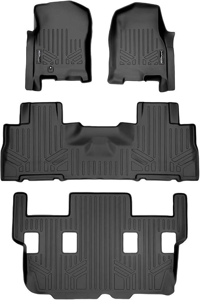 SMARTLINER Floor Mats 3 Row Liner Set Compatible with 2007-2010 Ford Expedition