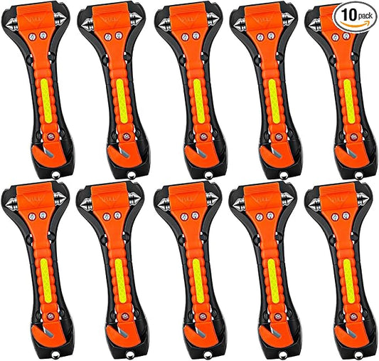 10 Pack Car Safety Hammer, Auto Emergency Escape Tool Car Window Glass Breaker and Seat Belt Cutter for Family Rescue, Car Life Saving Survival Kit