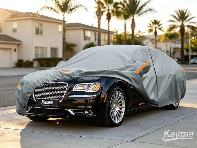 Kayme Heavy Duty Car Cover Custom Fit Chrysler 300 300C (2004-2026), Waterproof All Weather for Automobiles, Full Exterior Covers Sun Rain UV Protection.